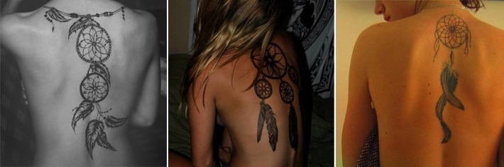 Traumfänger Tattoos auf dem Rücken